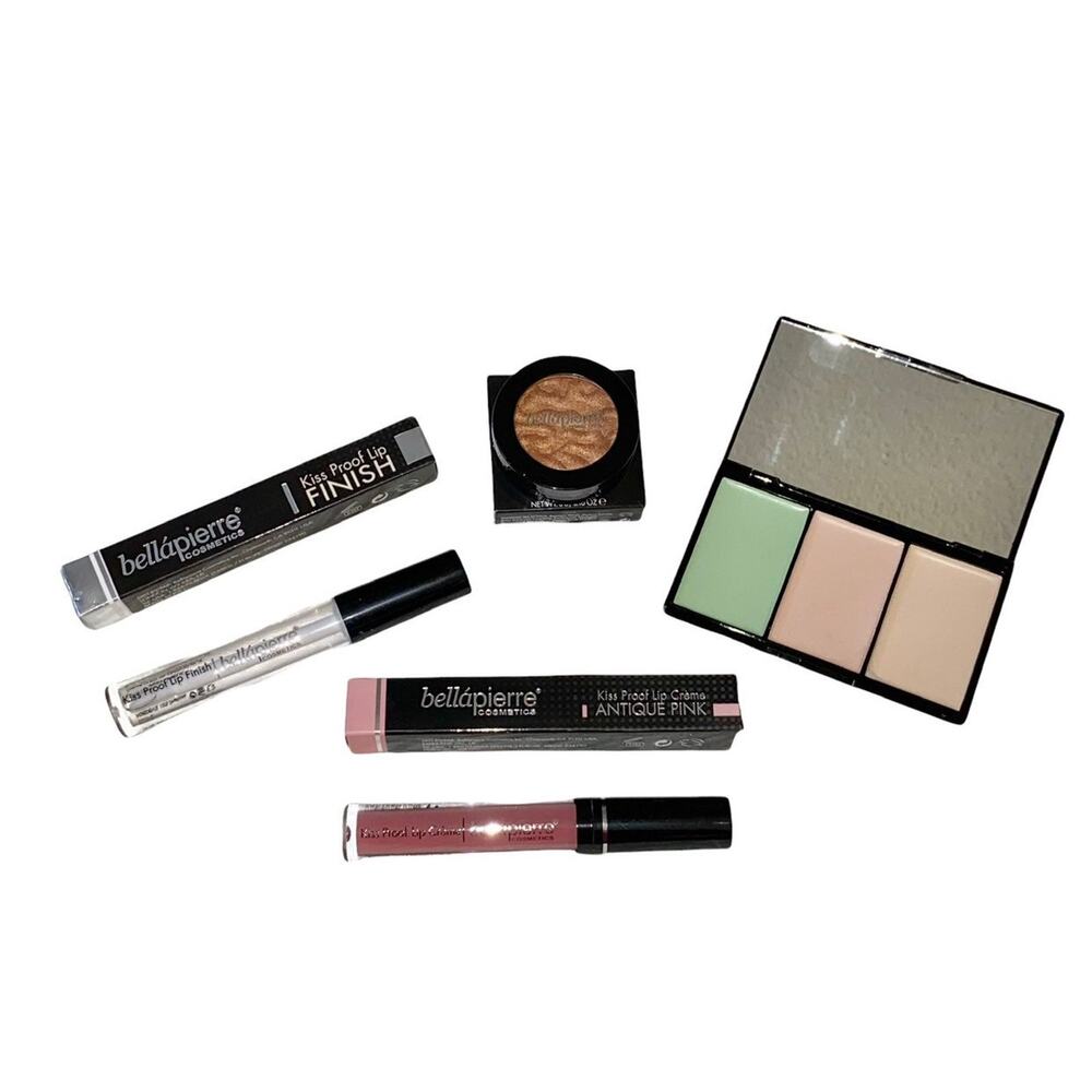 NEW Bellapierre Makeup Bundle Concealer Palette Kiss Proof Lip Finish Lipgloss